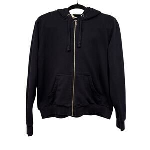 H&M Basics Full Zip Hooded Sweatshirt Womens Medium Navy Blue Minimalist Classic